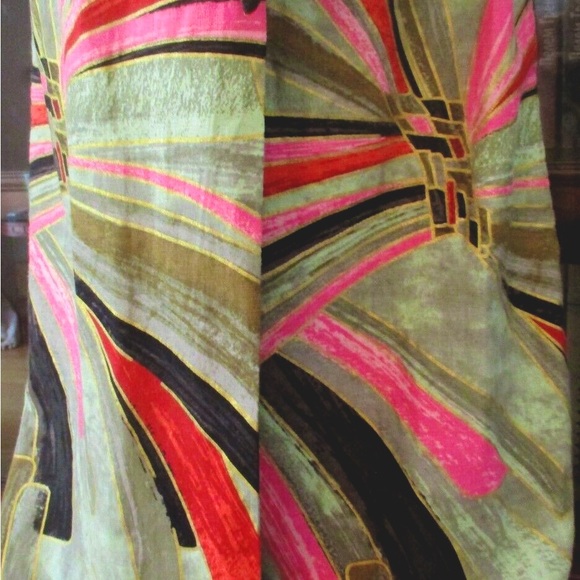 NWT Jason Wu Tropical Gold Accent Faux Wrap Tie Linen Blend Dress sz 6 - Picture 6 of 6